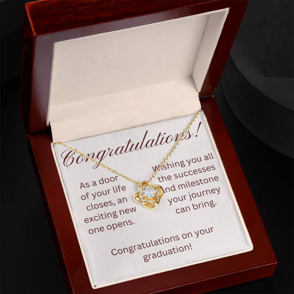 on your graduation- as one door closes-- love knot necklace