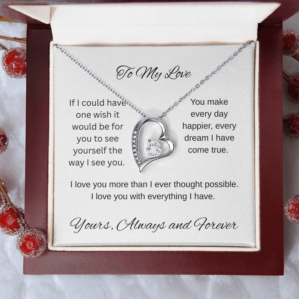 My one wish- To my wife/ girlfriend- forever love necklace