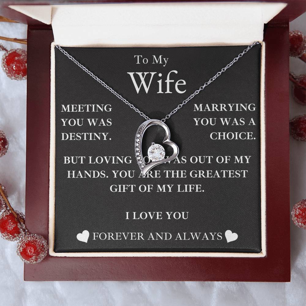 to my wife- MY GREATEST GIFT- forever love necklace