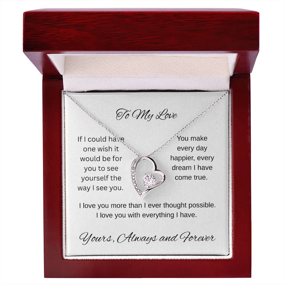 My one wish- To my wife/ girlfriend- forever love necklace