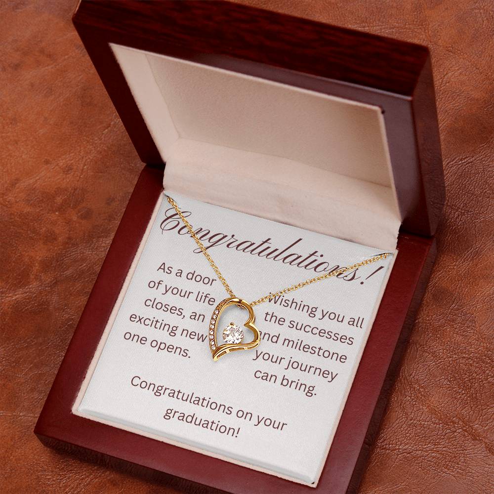 on your graduation- as one door closes-forever love necklace