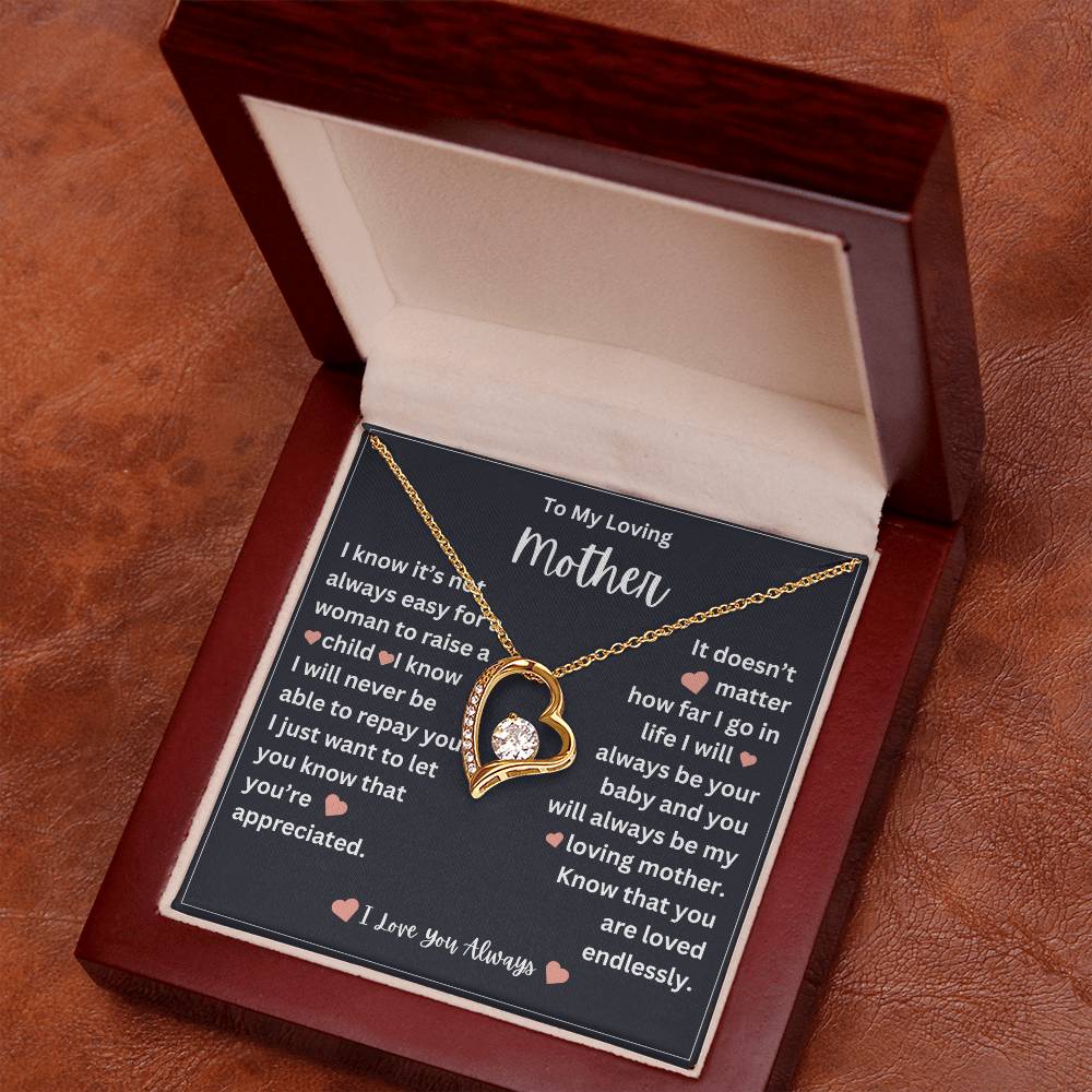 to my mother- you are loved endlessly- forever love necklace