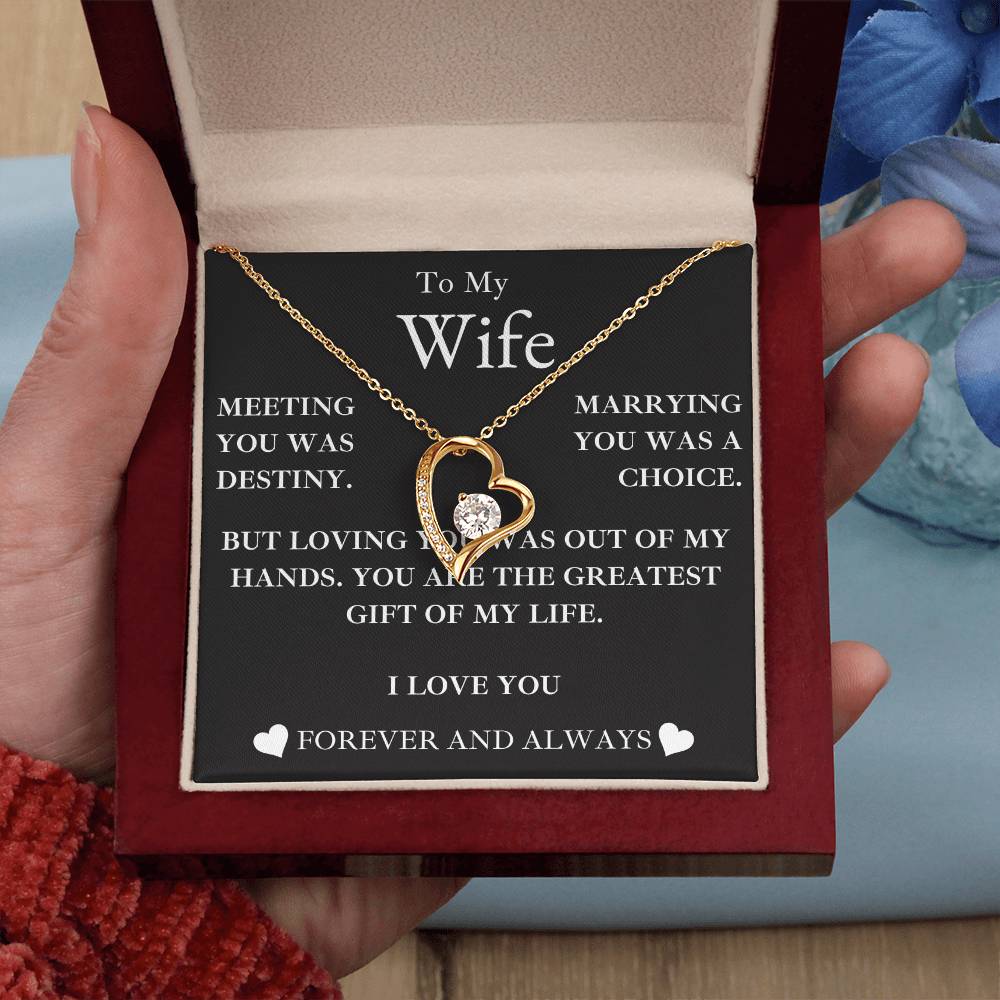 to my wife- MY GREATEST GIFT- forever love necklace