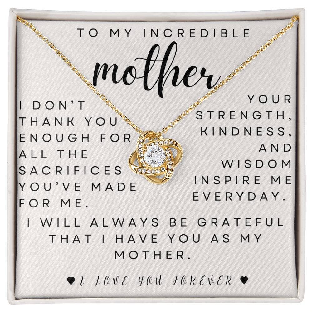 to my mother- you inspire me- love knot necklace