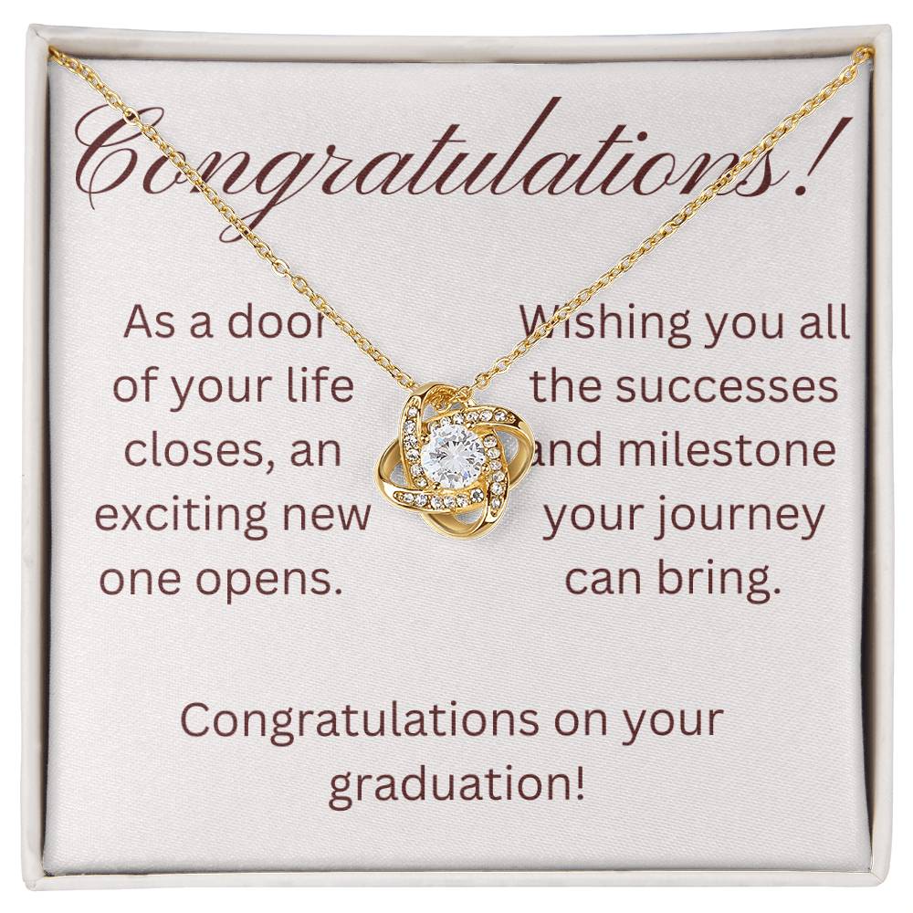 on your graduation- as one door closes-- love knot necklace
