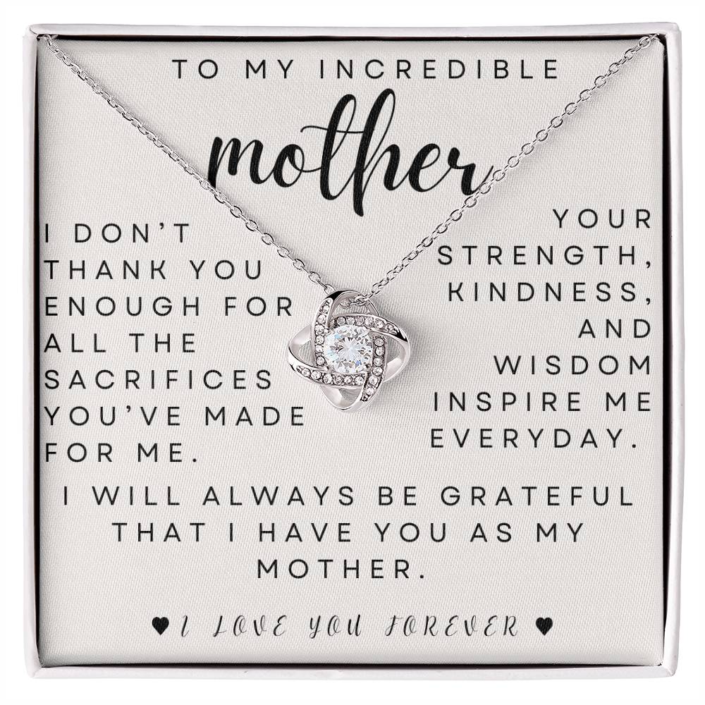 to my mother- you inspire me- love knot necklace