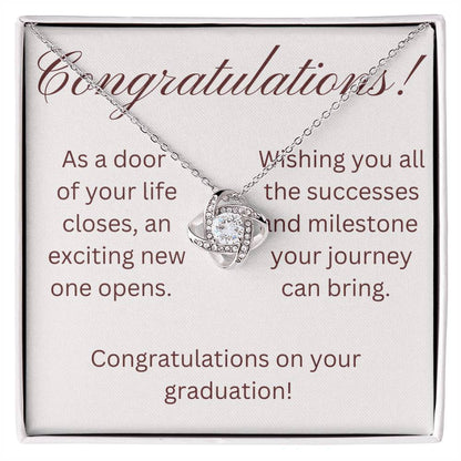 on your graduation- as one door closes-- love knot necklace