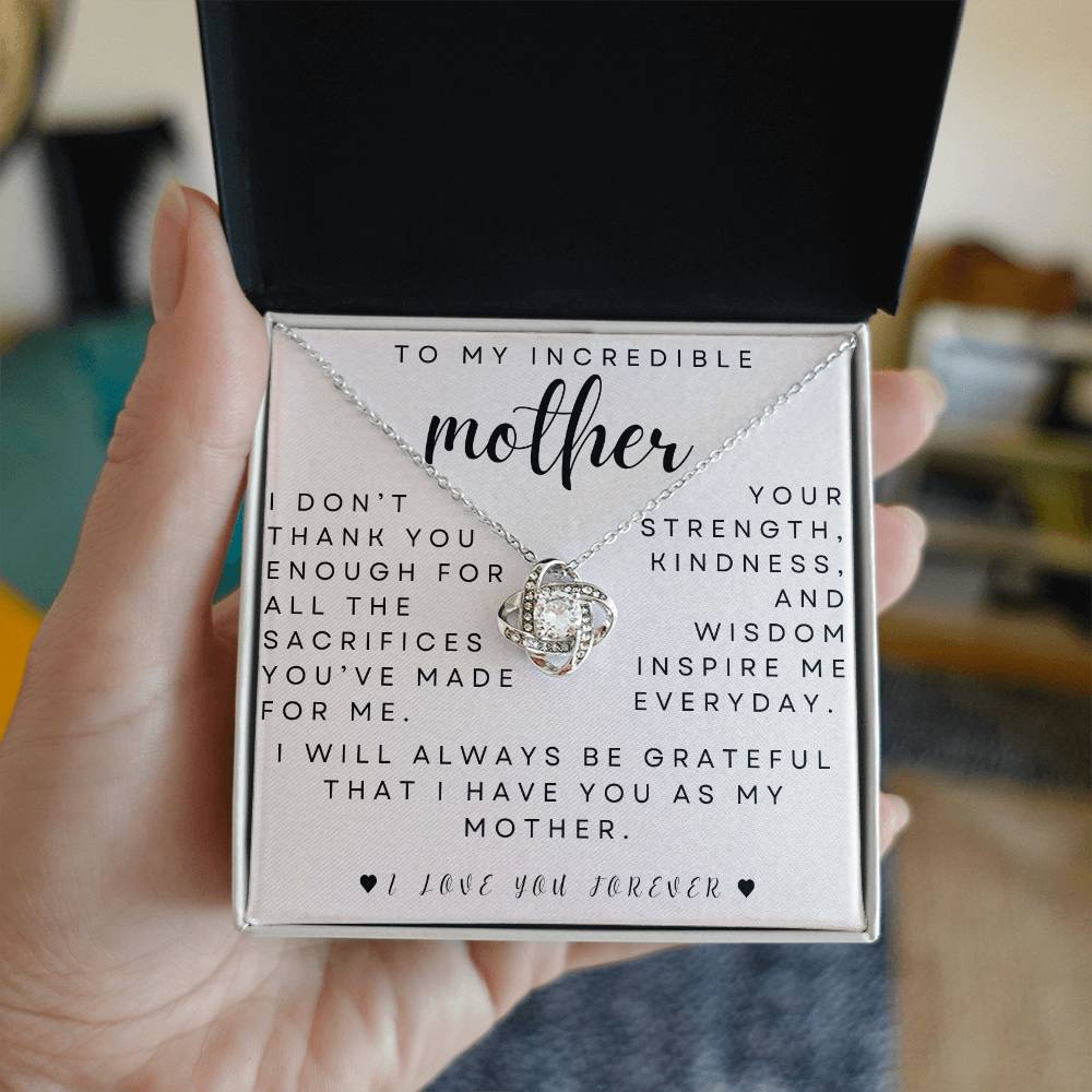 to my mother- you inspire me- love knot necklace