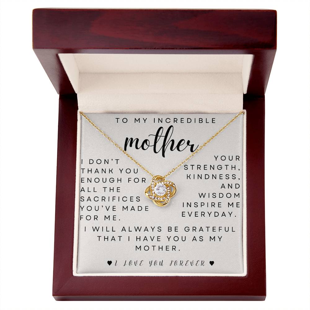 to my mother- you inspire me- love knot necklace