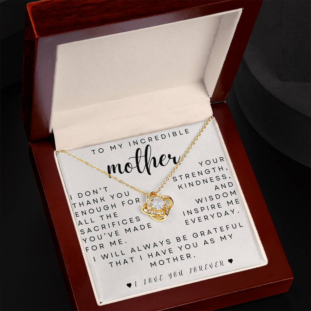 to my mother- you inspire me- love knot necklace