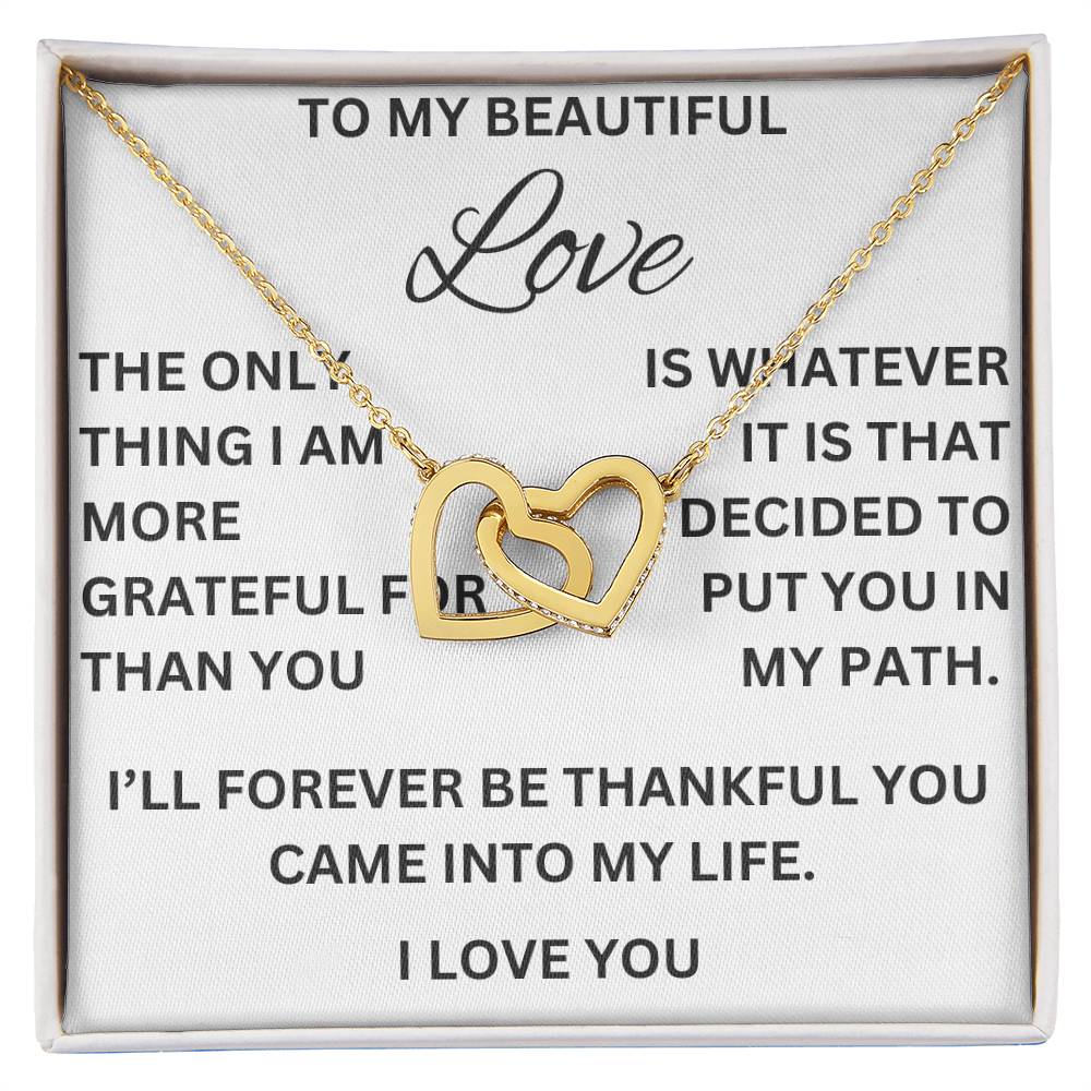 Interlocking Hearts Necklace- Put You In My Path- Wife, Girlfriend