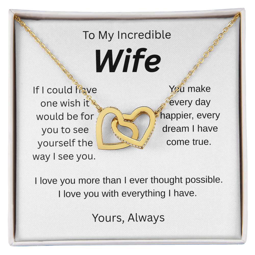 My wish for you-to my wife- interlocking hearts necklace
