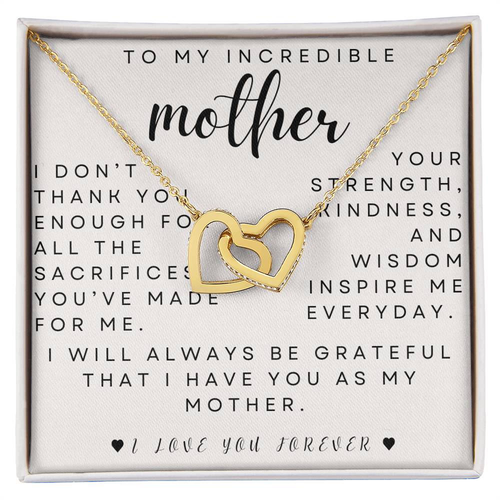 to my mother- you inspire me- Interlocking Hearts Necklace