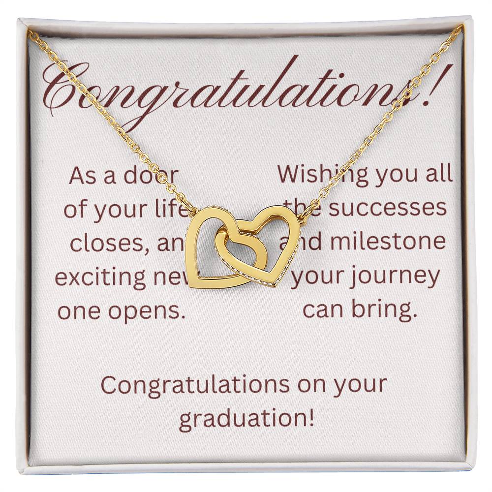 on your graduation- as one door closes- interlocking hearts necklace