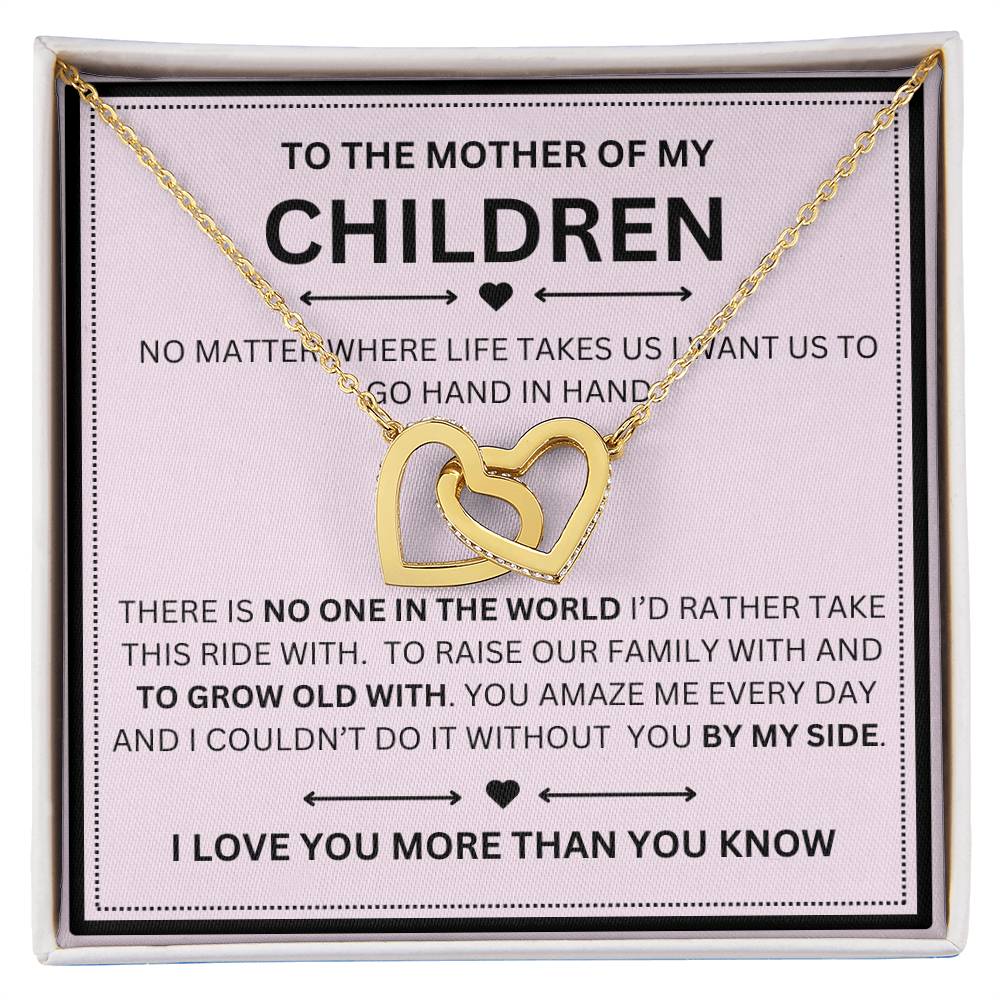 To the mother of my children- you amaze me every day- Interlocking hearts necklace