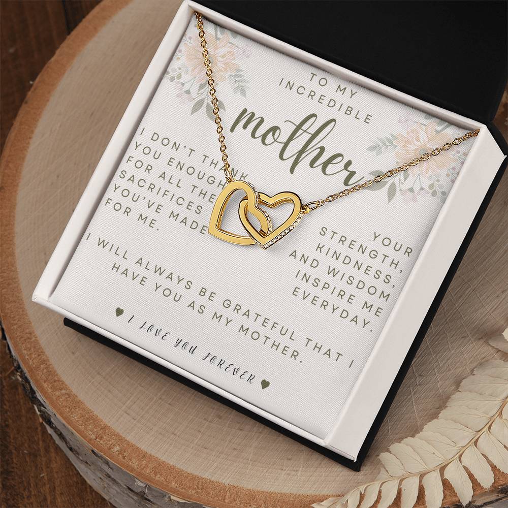 To My Mother- I Don't Thank You Enough- Interlocking Hearts Necklace