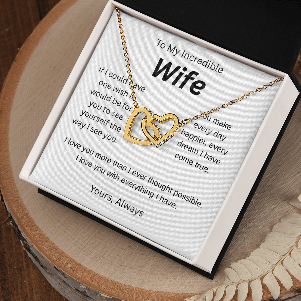 My wish for you-to my wife- interlocking hearts necklace