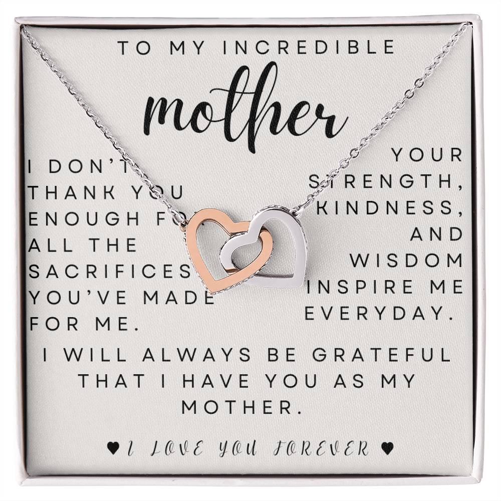 to my mother- you inspire me- Interlocking Hearts Necklace