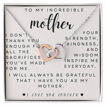 to my mother- you inspire me- Interlocking Hearts Necklace