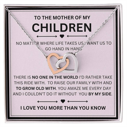 To the mother of my children- you amaze me every day- Interlocking hearts necklace