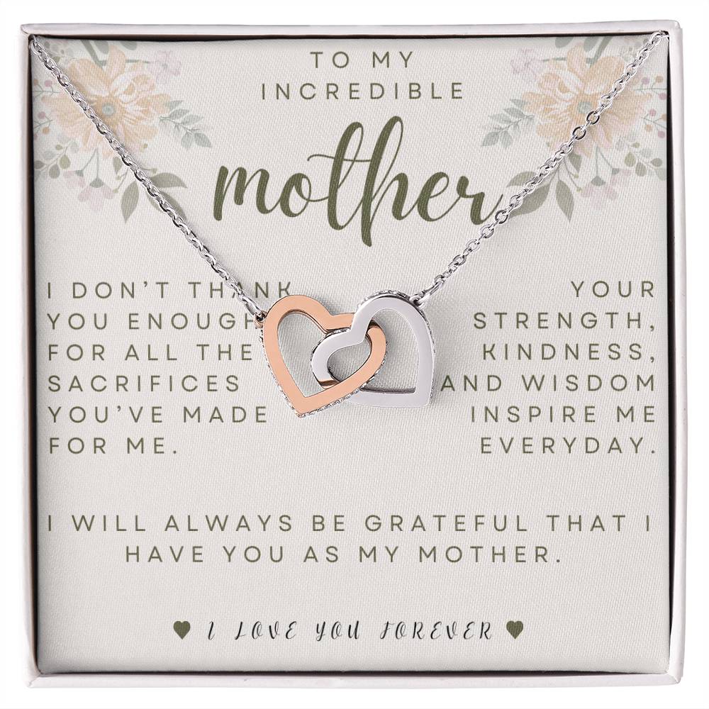 To My Mother- I Don't Thank You Enough- Interlocking Hearts Necklace