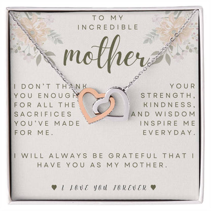 To My Mother- I Don't Thank You Enough- Interlocking Hearts Necklace