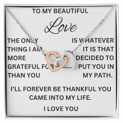 Interlocking Hearts Necklace- Put You In My Path- Wife, Girlfriend