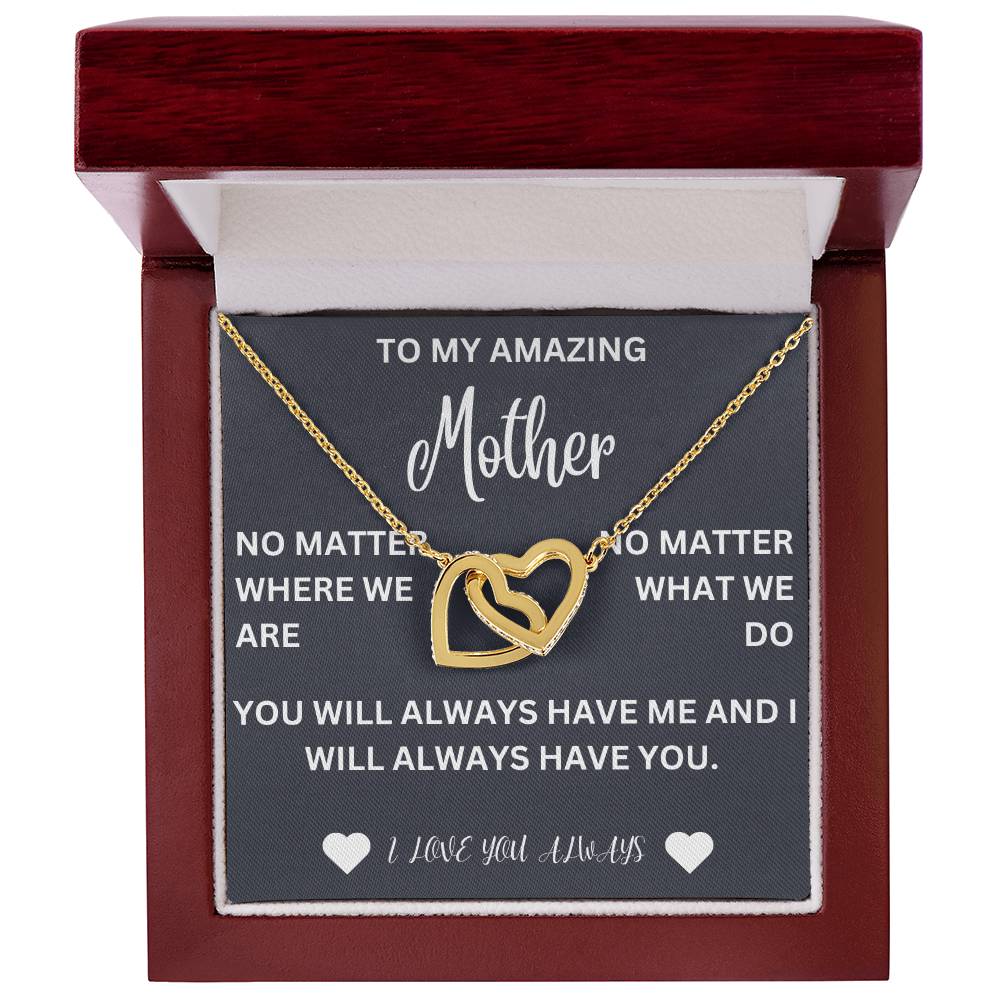 To my mother- no matter where we are- Interlocking hearts necklace