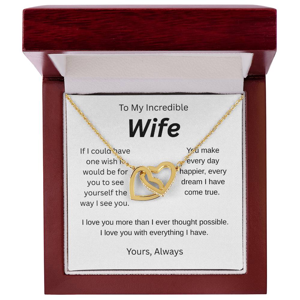 My wish for you-to my wife- interlocking hearts necklace