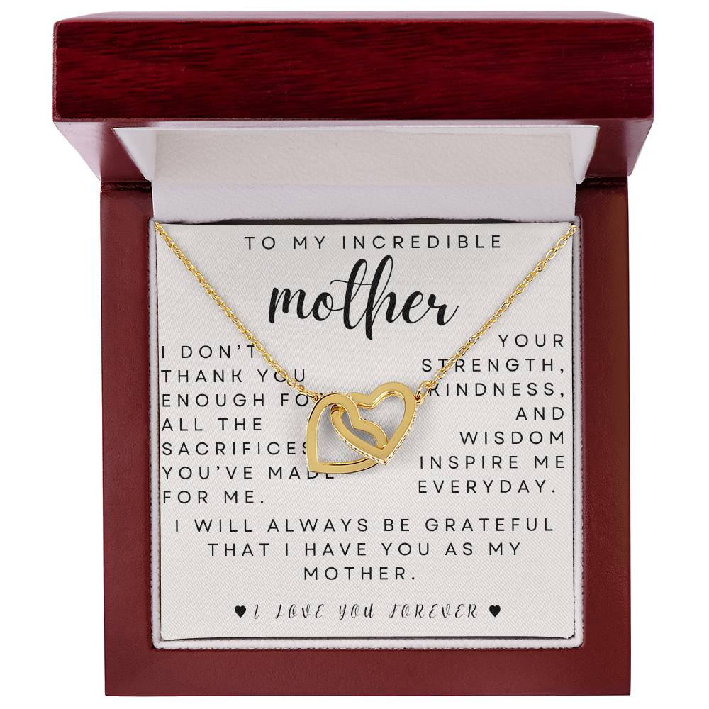 to my mother- you inspire me- Interlocking Hearts Necklace