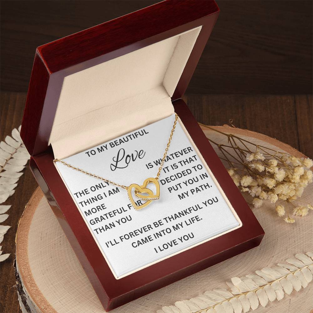 Interlocking Hearts Necklace- Put You In My Path- Wife, Girlfriend