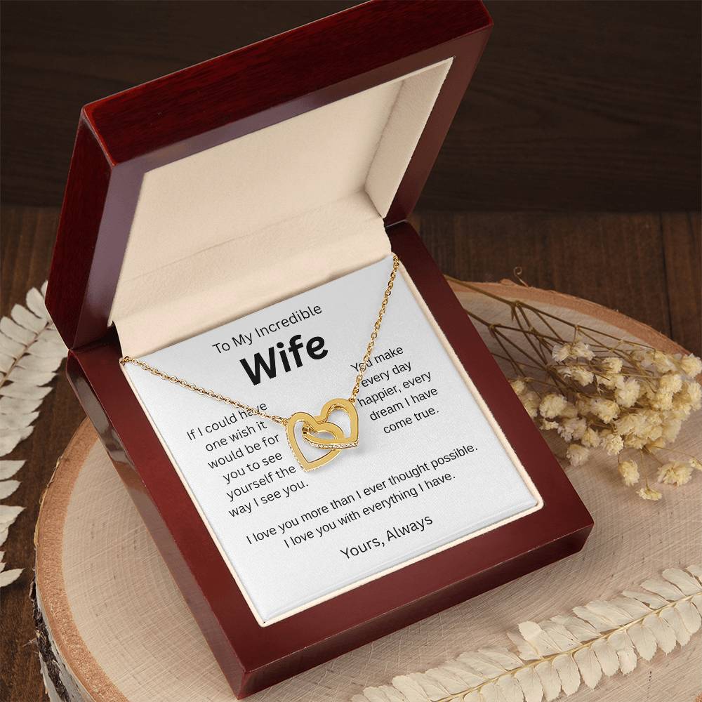 My wish for you-to my wife- interlocking hearts necklace