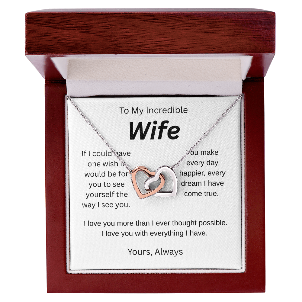 My wish for you-to my wife- interlocking hearts necklace