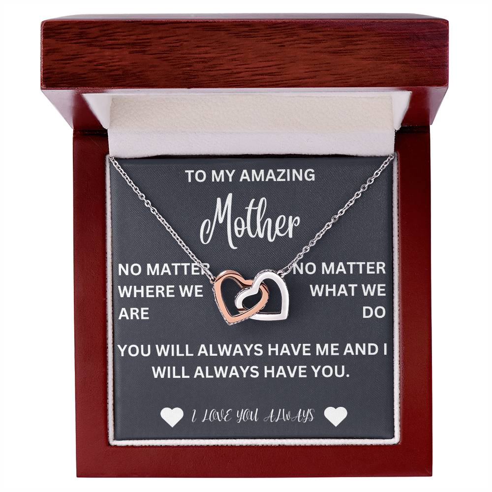 To my mother- no matter where we are- Interlocking hearts necklace