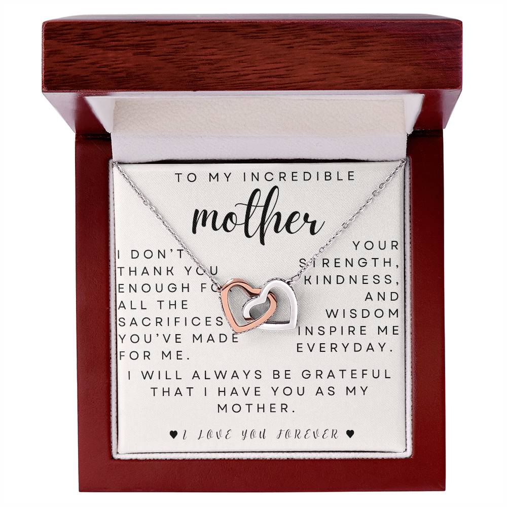 to my mother- you inspire me- Interlocking Hearts Necklace