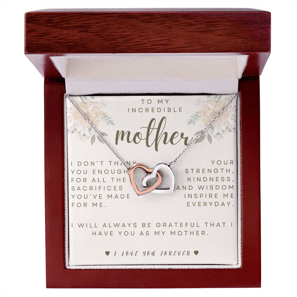 To My Mother- I Don't Thank You Enough- Interlocking Hearts Necklace