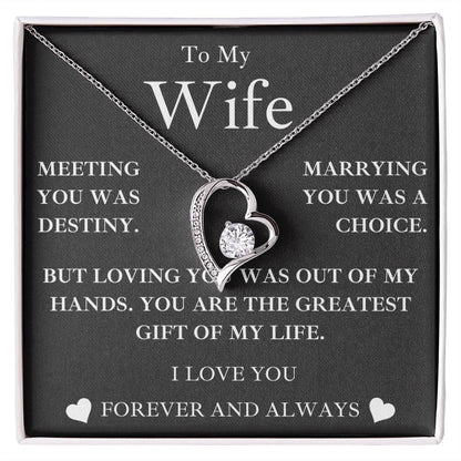 to my wife- MY GREATEST GIFT- forever love necklace