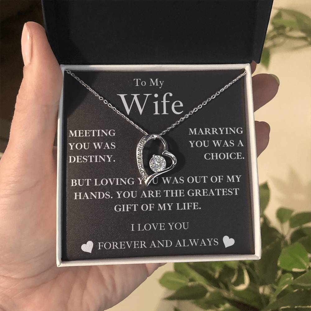 to my wife- MY GREATEST GIFT- forever love necklace