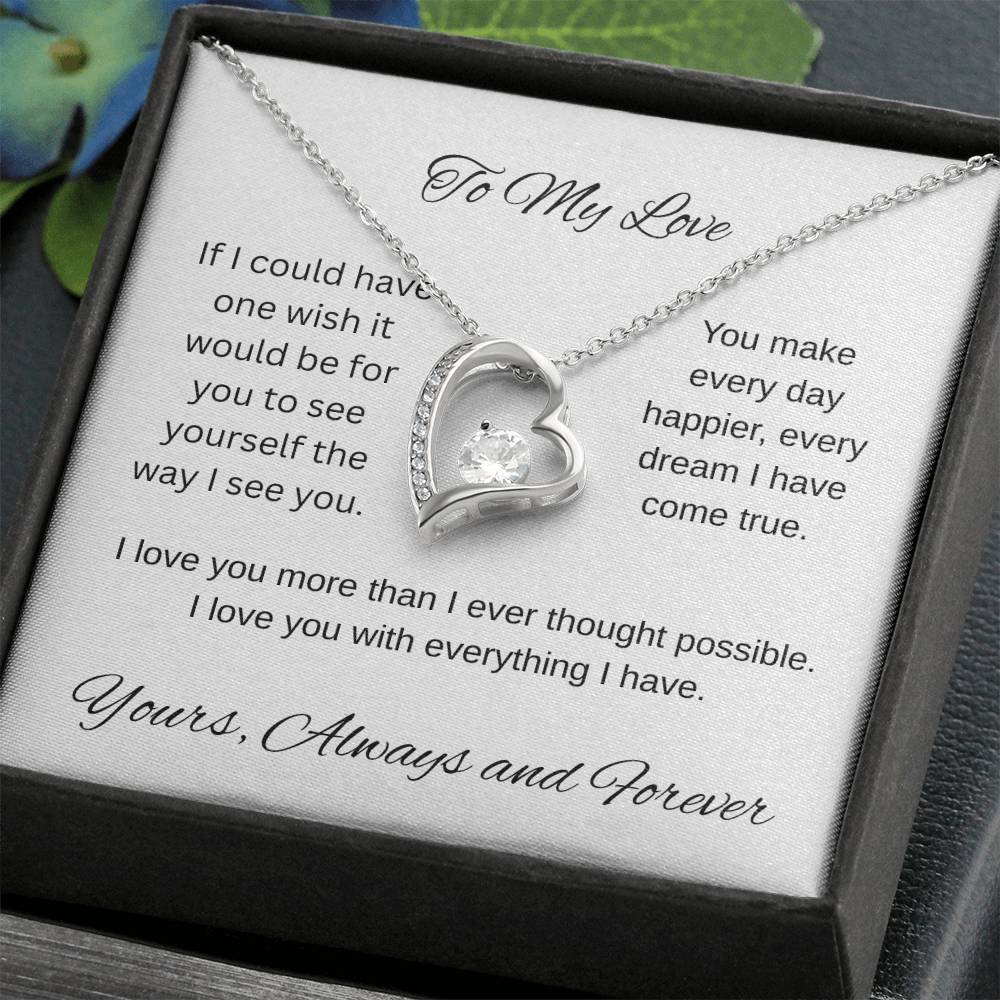 My one wish- To my wife/ girlfriend- forever love necklace