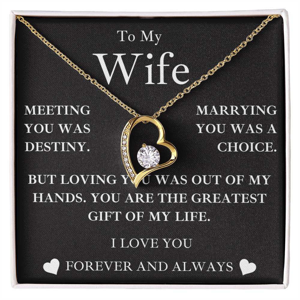 to my wife- MY GREATEST GIFT- forever love necklace