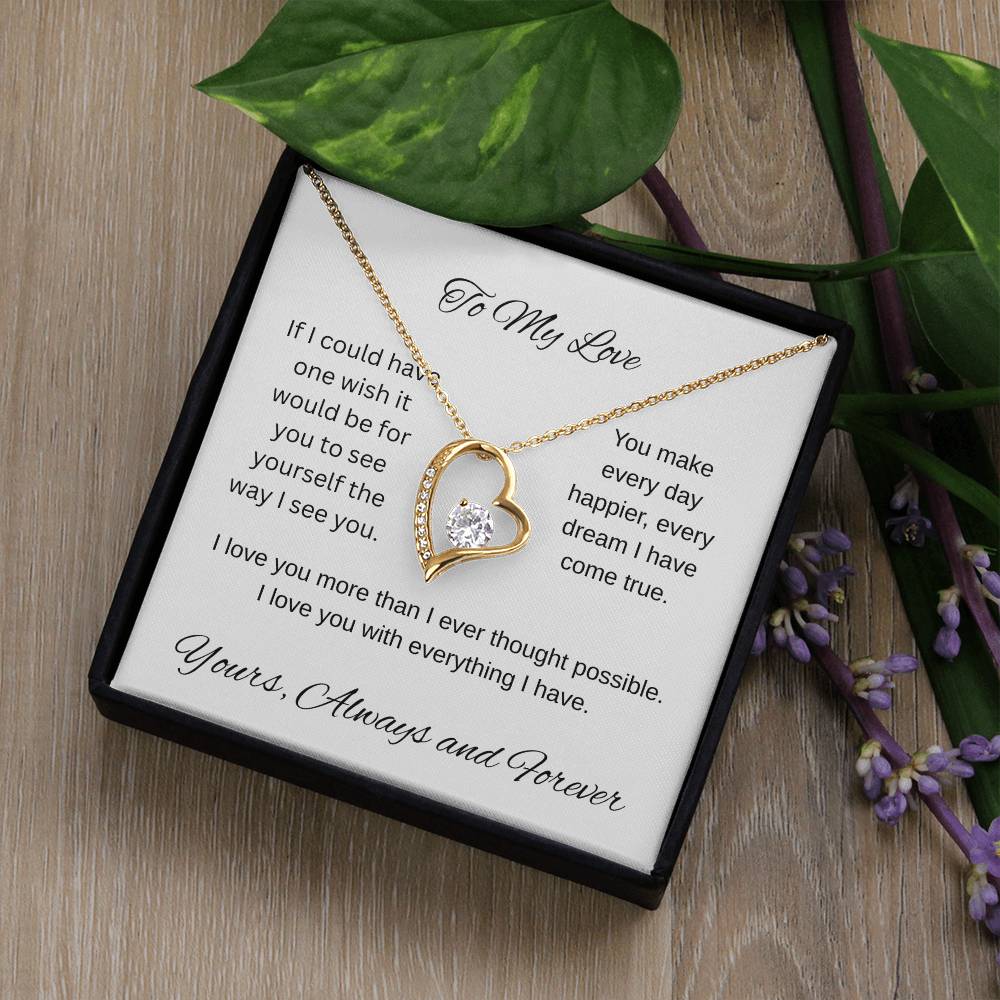 My one wish- To my wife/ girlfriend- forever love necklace