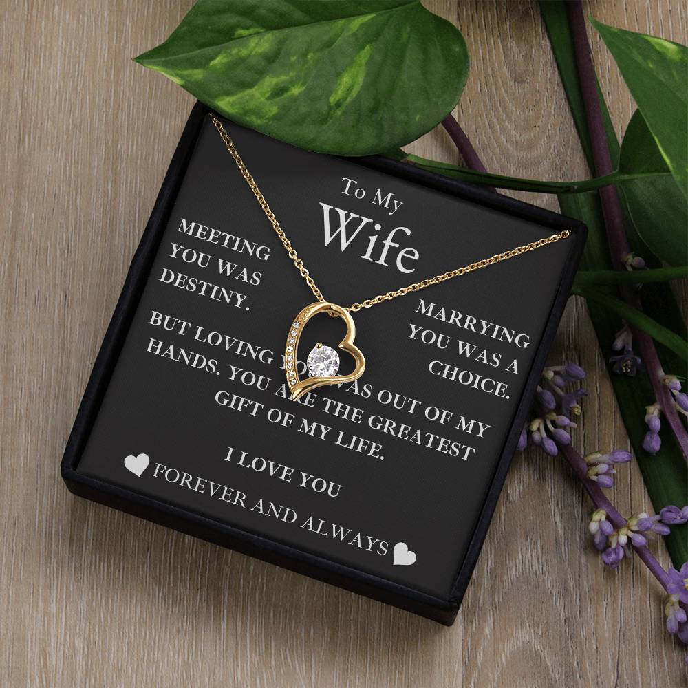 to my wife- MY GREATEST GIFT- forever love necklace